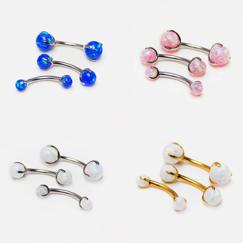 จิวเจาะคิ้วโอปอลไทเทเนียมแบบโค - Eyebrow Curved Barbell บทวิจารณ์และราคา