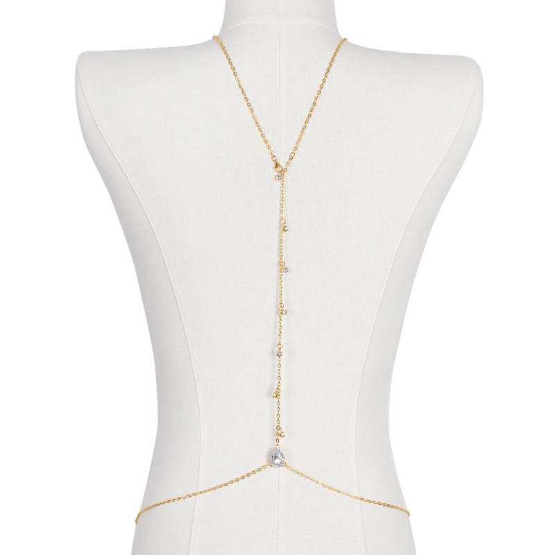 โซ่คล้องหลังรูปหยดน้ำสีทองประด - Body Jewelry For Backless Dress บทวิจารณ์และราคา