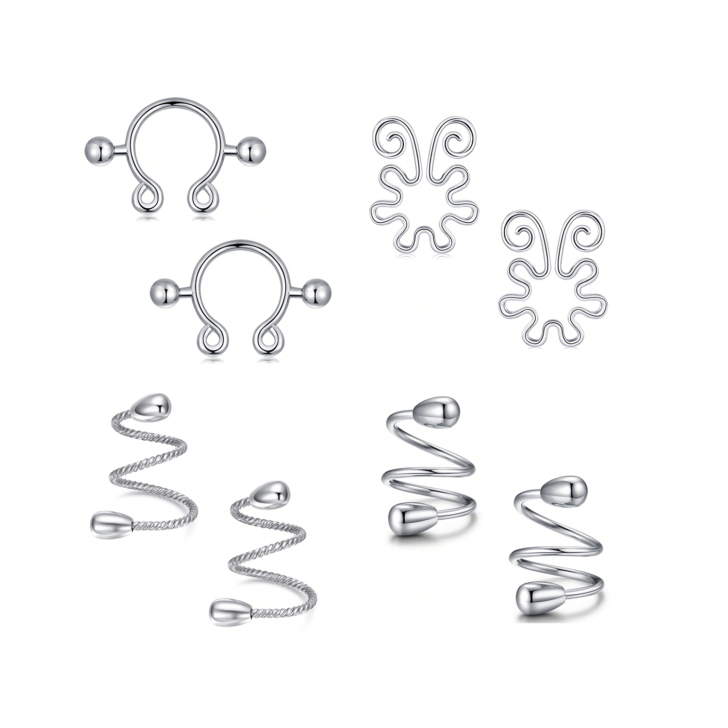 แหวนหัวนมปลอมทำจากสแตนเลส8ชิ้น - Body Jewelry Nipple Rings บทวิจารณ์และราคา