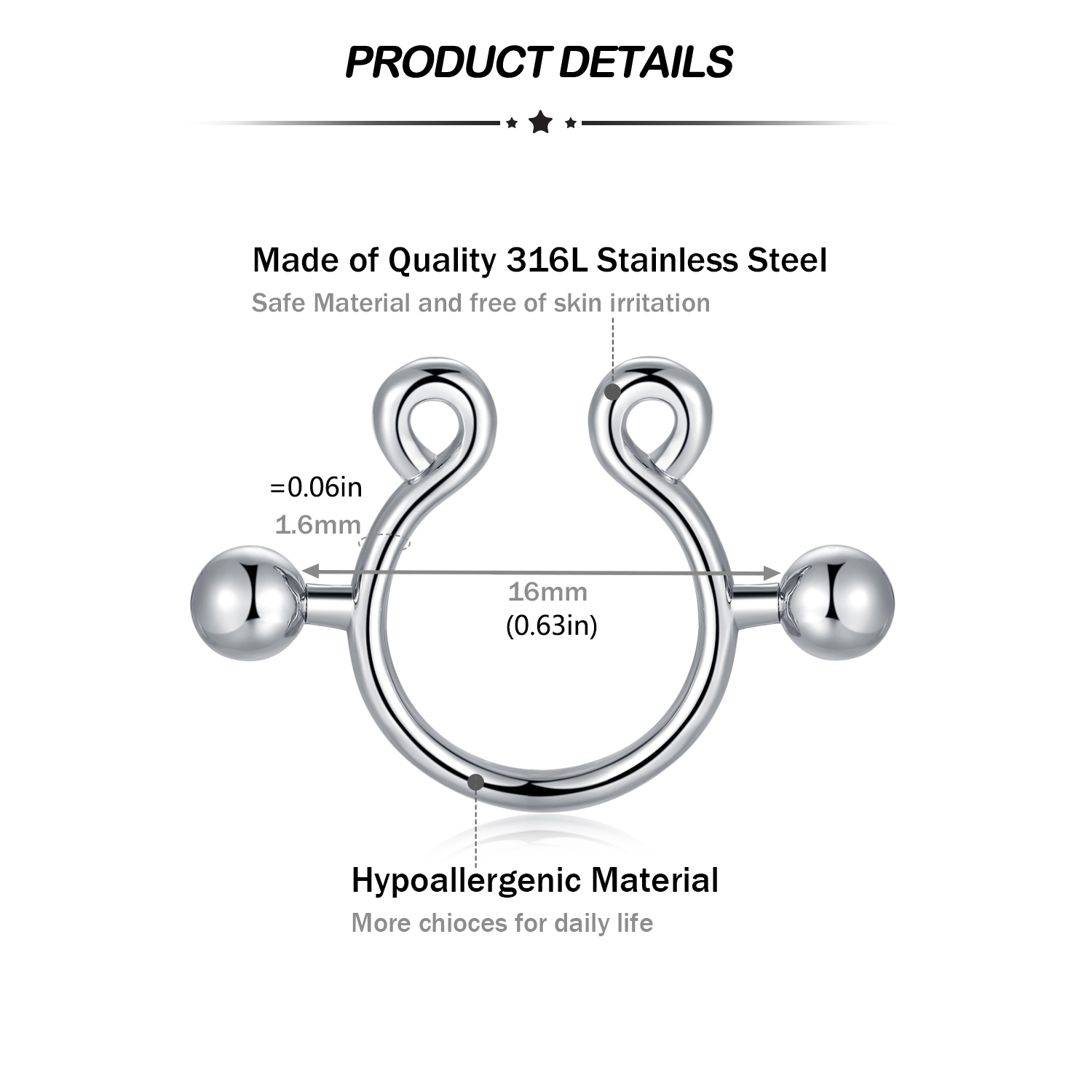 แหวนหัวนมปลอมทำจากสแตนเลส8ชิ้น - Body Jewelry Nipple Rings บทวิจารณ์และราคา