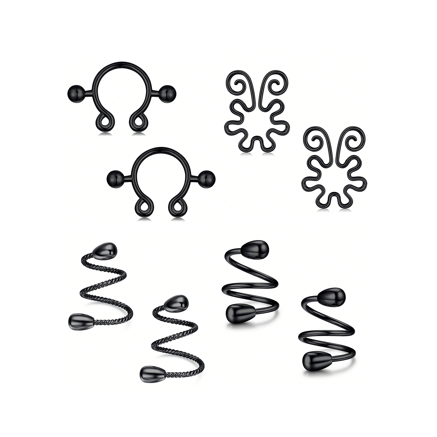แหวนหัวนมปลอมทำจากสแตนเลส8ชิ้น - Body Jewelry Nipple Rings บทวิจารณ์และราคา