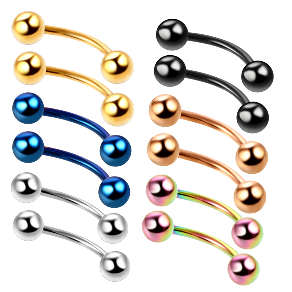จํานวนมาก 2 ชิ้นไทเทเนียม Anod - Eyebrow Curved Barbell บทวิจารณ์และราคา