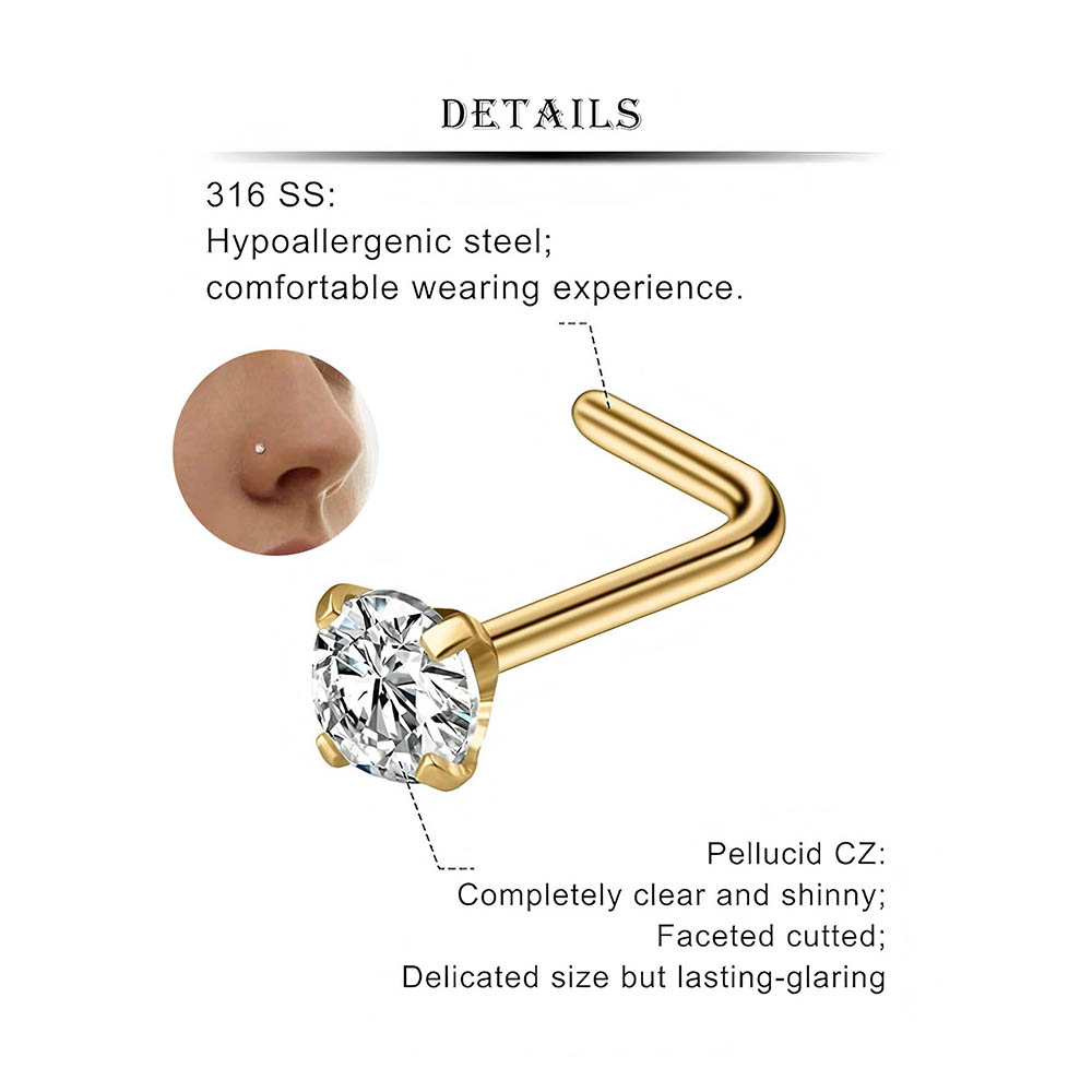 ชุดต่างหูเจาะจมูกแบบตัวแอล 12  - Body Jewelry Nose Ring บทวิจารณ์และราคา